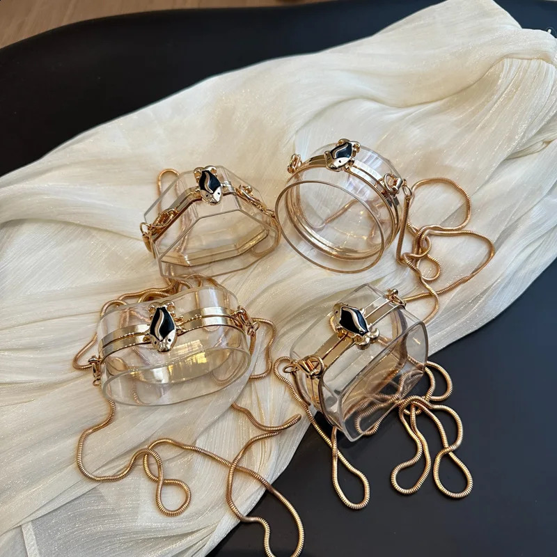 SUPER MINI Bag Women Transparent Acrylic Chains Bag Fashion Hasp Clear Shoulder Bag Handbag Ornament Bag Sweet 241223