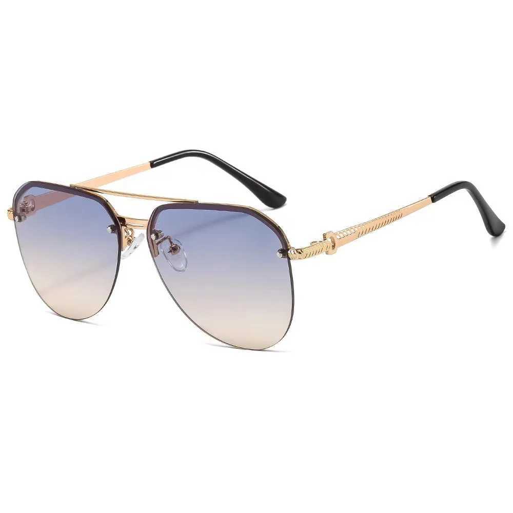 New half frame double beam sunglasses suitable for men and women with luxury driving sunscreen and toad sunglasses W241228