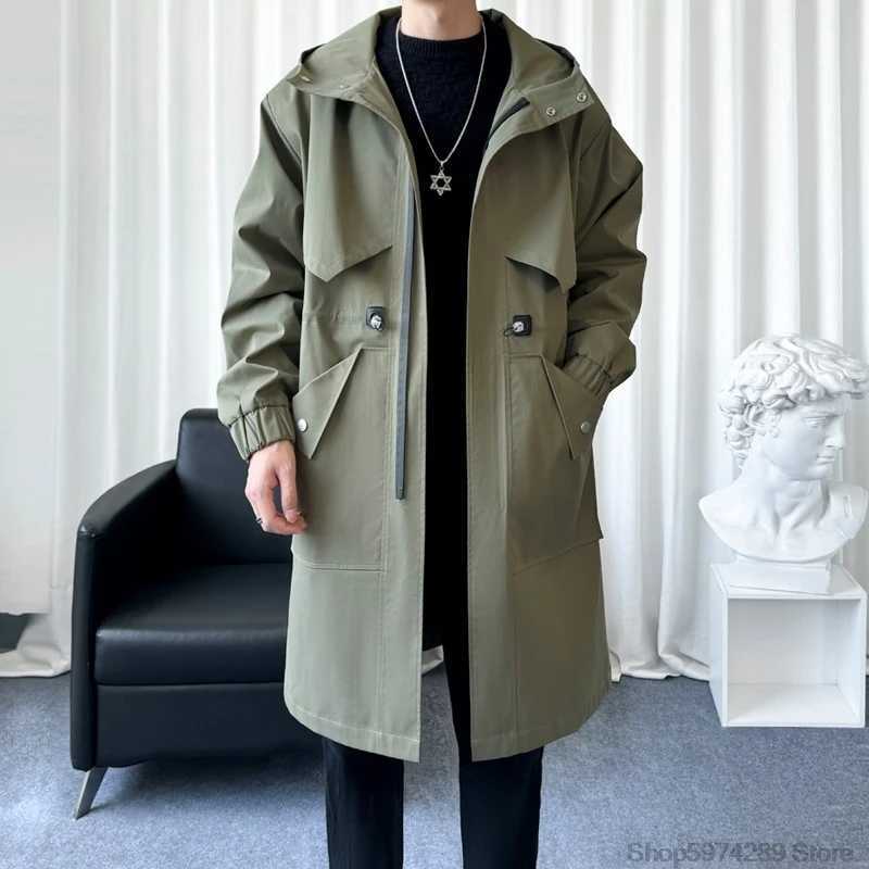 Trench coats men hooded 2024 Autumn New Classic Fashion Trendy Long Coat Men Casual Loose Comfortable High Quality Trench Coat W241228