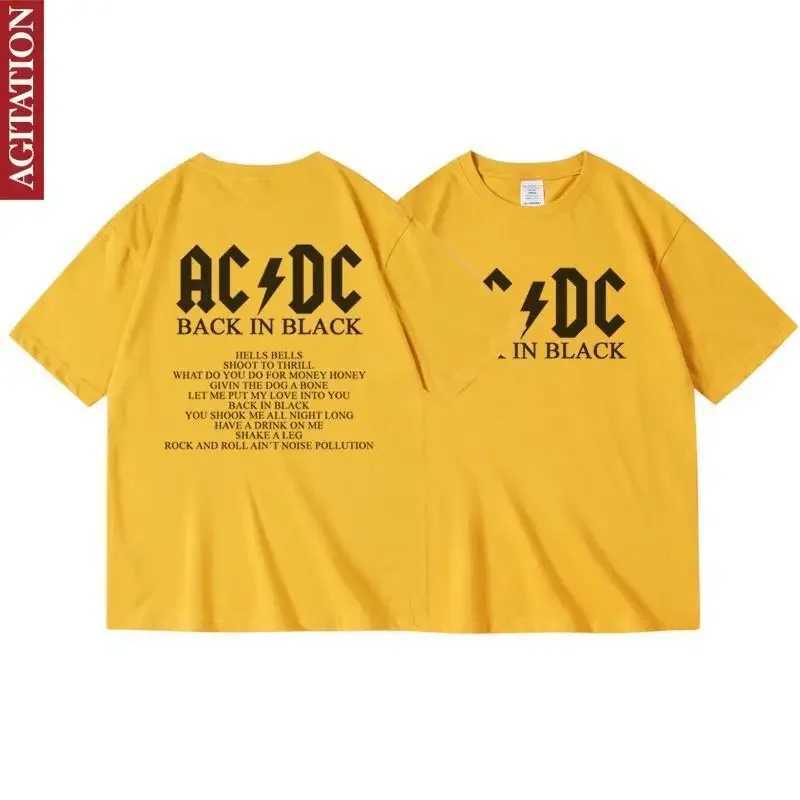 Summer ACDC Rock Band T-shirt Back in Black Cotton Round Neck Loose Short Half-slved Clothes Female Male Neutral X241228