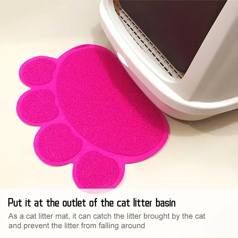 PVC Pet Mat Non-slip Claw-shaped Cat Litter Rub Feet Cat Toilet Dog Puppies Feeding Mat Cute Dish Bowl Food Feed Placement 241225