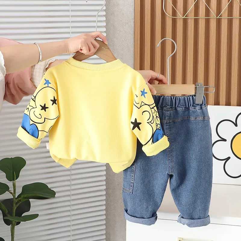 2024 New Spring Baby Boy Clothes 1 to 5 Years Causal Cartoon O-neck Pullover Long Sleeev T-shirts and Pants Kids Boys Outfit Set X241228