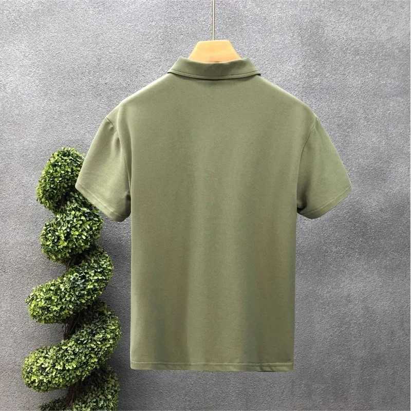 Simple Trend Summer Mens Square Neck Printed Contrast Button Korean Casual Short Sleeve shirt Top X241228