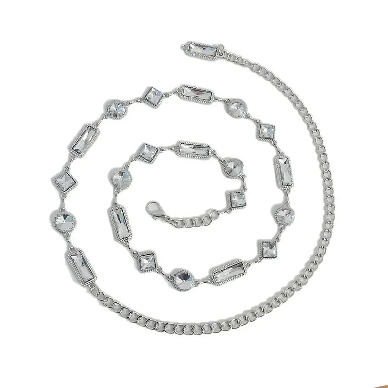 Fashion Lady Acrylic Crystal Metal Waist Chain Dress Coat Sweater Suit Decoration Belts for Women er 241227