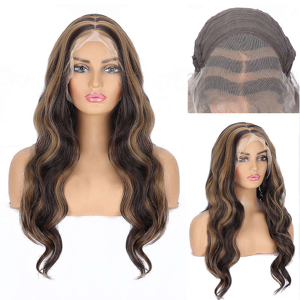 13 * 4 Front Lace Wig Full Head Set Synthetic Piano Color 4/27 Large Wave Fluffy Kq2 Kq2