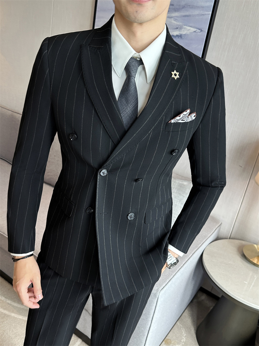 L1227Striped suits high-end slim business groom best man wedding