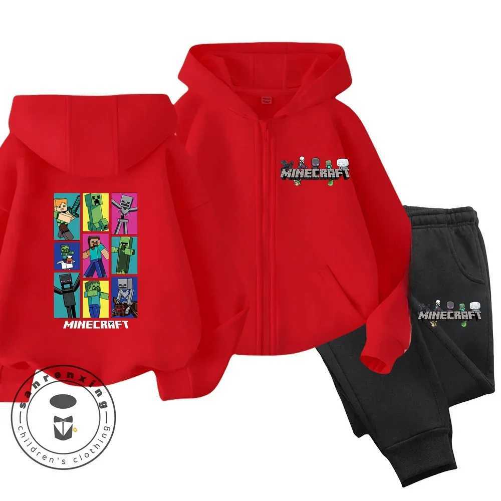 KAWaii Zipper Hoodie Set Boys Girls Kids Anime Long Sleeves Sweatshirt Clothes Print cartoon Clothing X241228