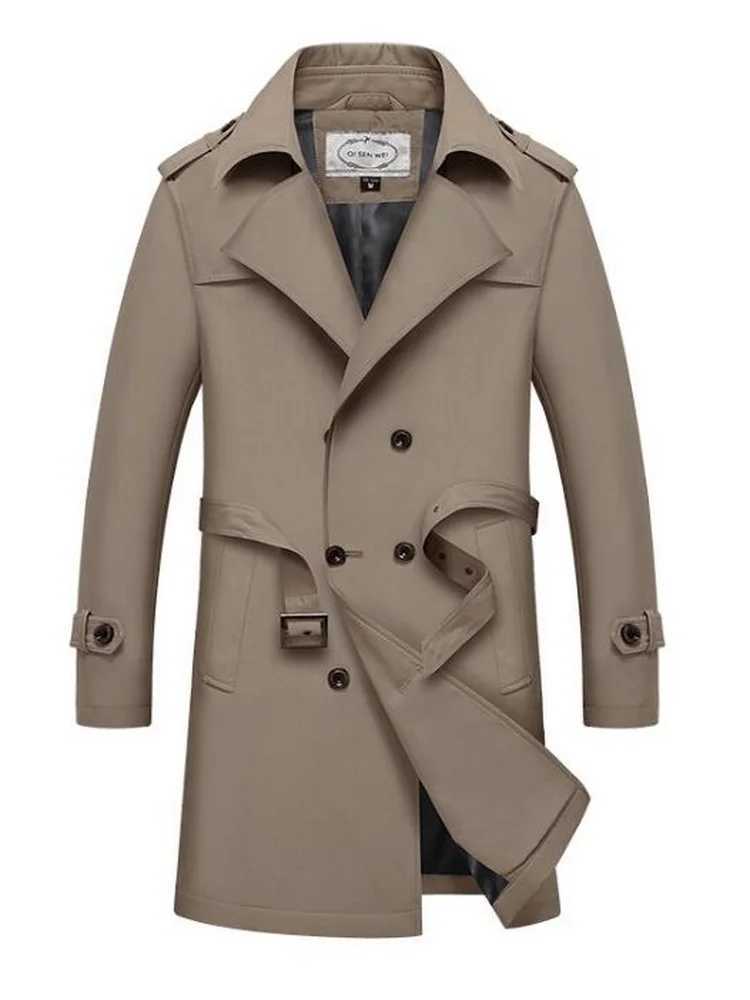 Mens X-Long Trench Jacket Male Business Casual Trenchcoat British Trench Men Slim Double Breasted Jacket W241228