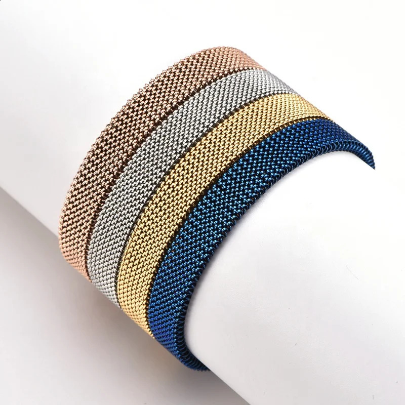 Fashion Stainless Steel Jewelry Elastic Spring Wrist Band Stretch Mesh Bracelets Unique Colorful Bangles 241227