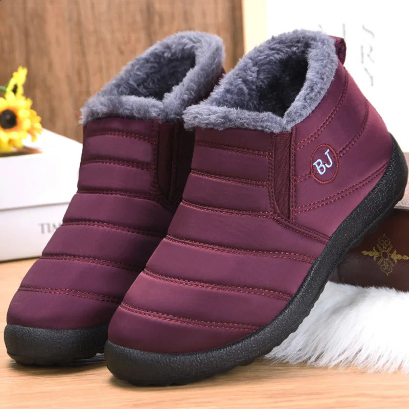 Women Boots Slip On Ankle For Winter Shoes Snow Keep Warm Fur Botas Mujer Black Short Boot Female 241223