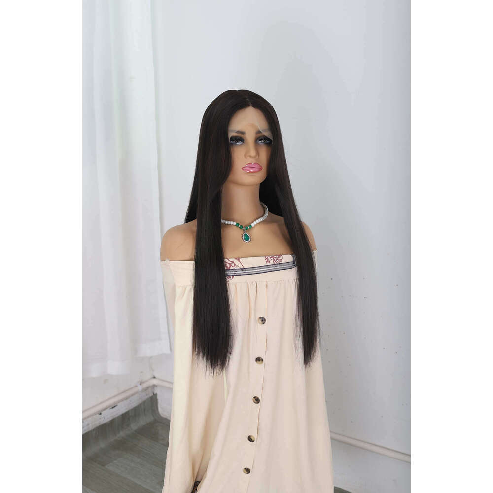 Wig For Women, Long Hair, High Temperature Silk, Hand Woven Front Lace Straight Cover, Hair Hiding Simulation Full Head Wig Cover Kq2 Kq2