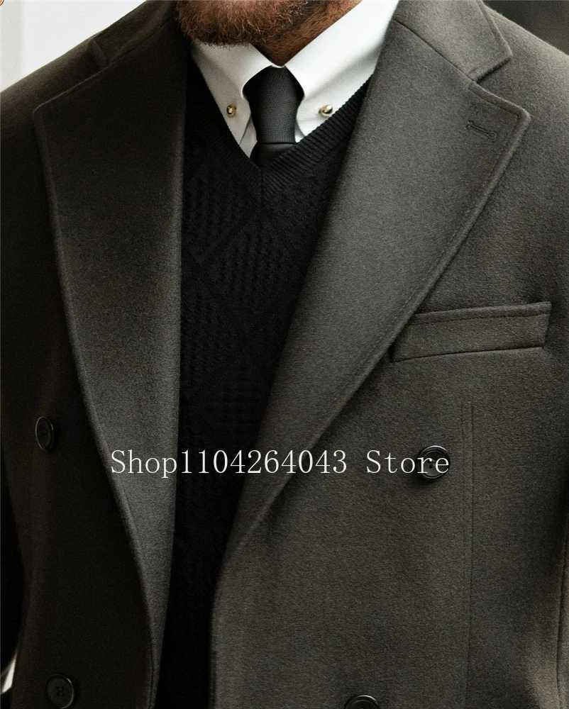 Modern mens trench coat all mens Terno fashion notch lapel double chest elegant regular mens winter jacket mens jacket W241228