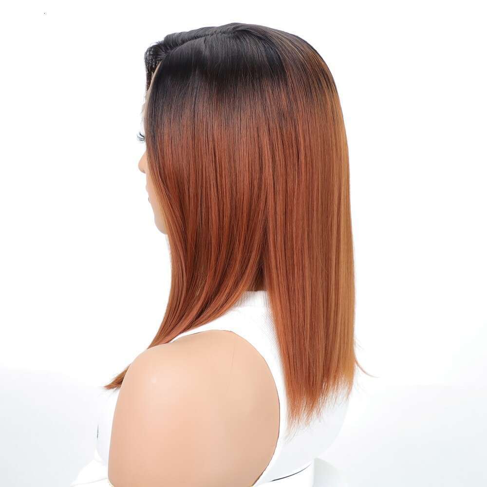 Front Wig, Women's Full Head Gradient Brown Long Straight Hair, Synthetic Lace Headband Kq2 Kq2