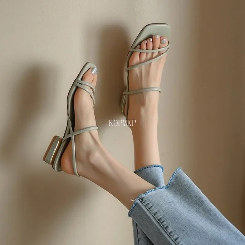 Women High Heel Sandals Summer Casual Female Shoes Woman Square Heel Open Toe Ankle Strap Ladies Sandalias Wedge Shoe 241228