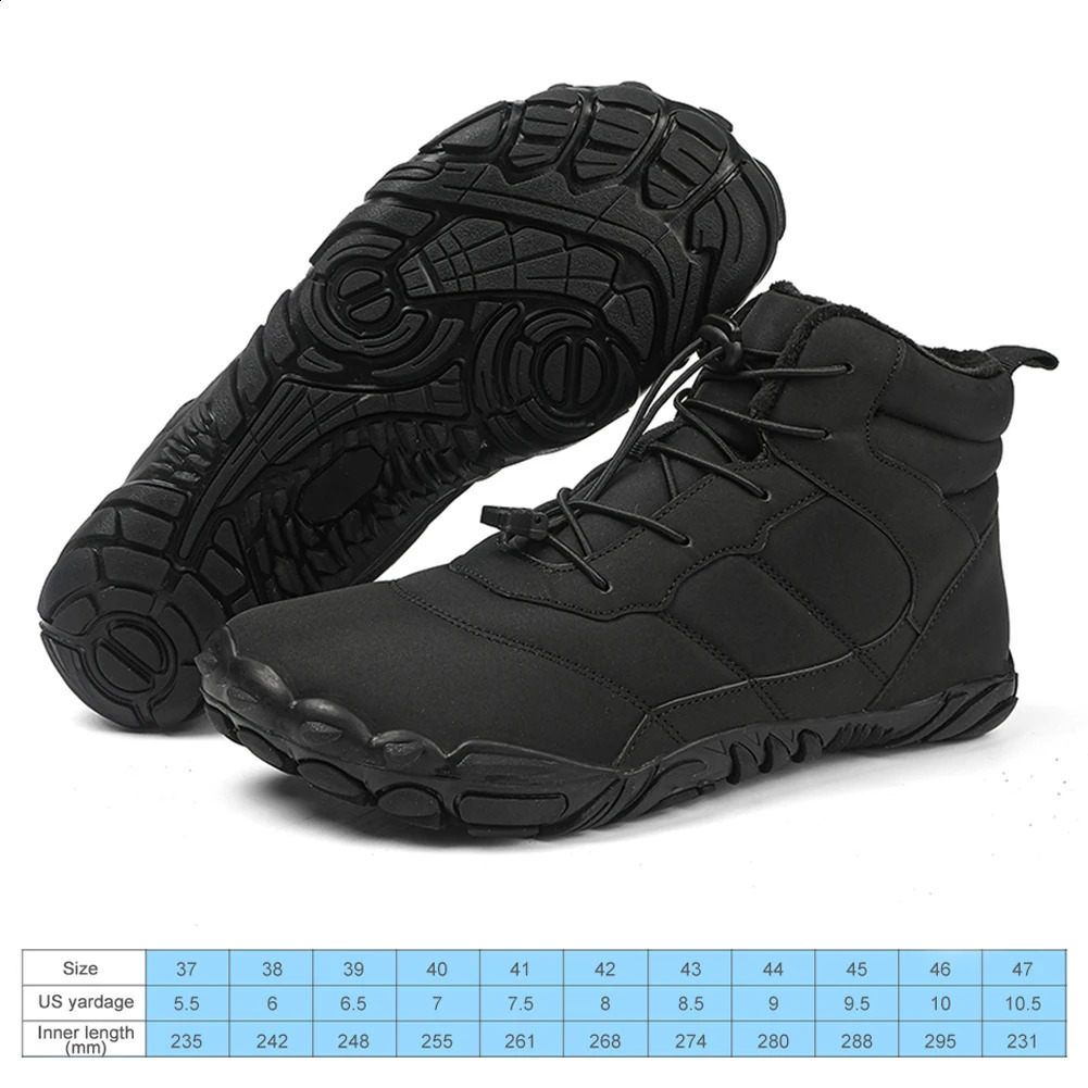 Winter Warm Sneakers Unisex Rubber Camping Sneakers Waterproof Non-Slip High Ankle Snow Boots Breathable Running Barefoot Shoes 241228