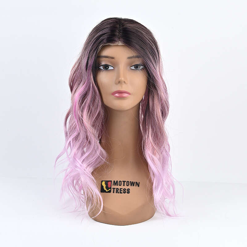 13 * 4 Wig Front Lace Synthetic Headband 20 Inch Gradient Medium Long Curly Hair Kq2 Kq2