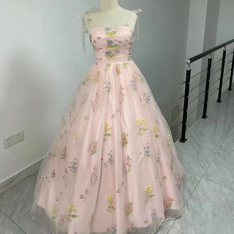 Floral Embroidery Long Prom Evening Wedding Shooting Dresses Women Summer Party Formal Occasions Reception Dress 241223
