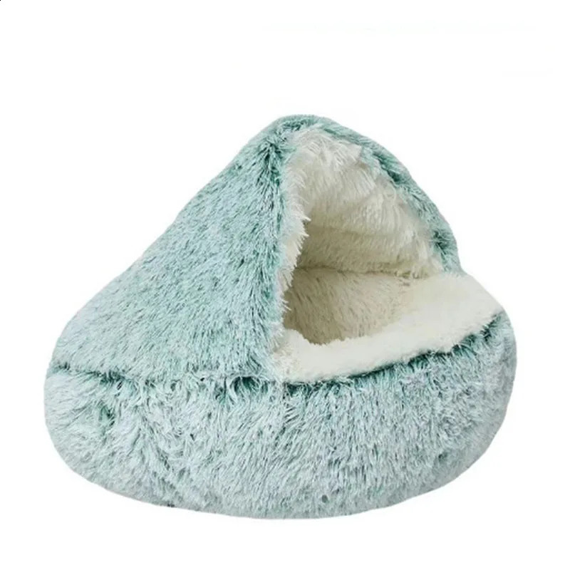 Cat Nest Accessories Round Warm Cats Bed Pet Products House Supplies Sleeping Bag Winter Long Plush Cat Stuff Bed For Small Dogs 241225