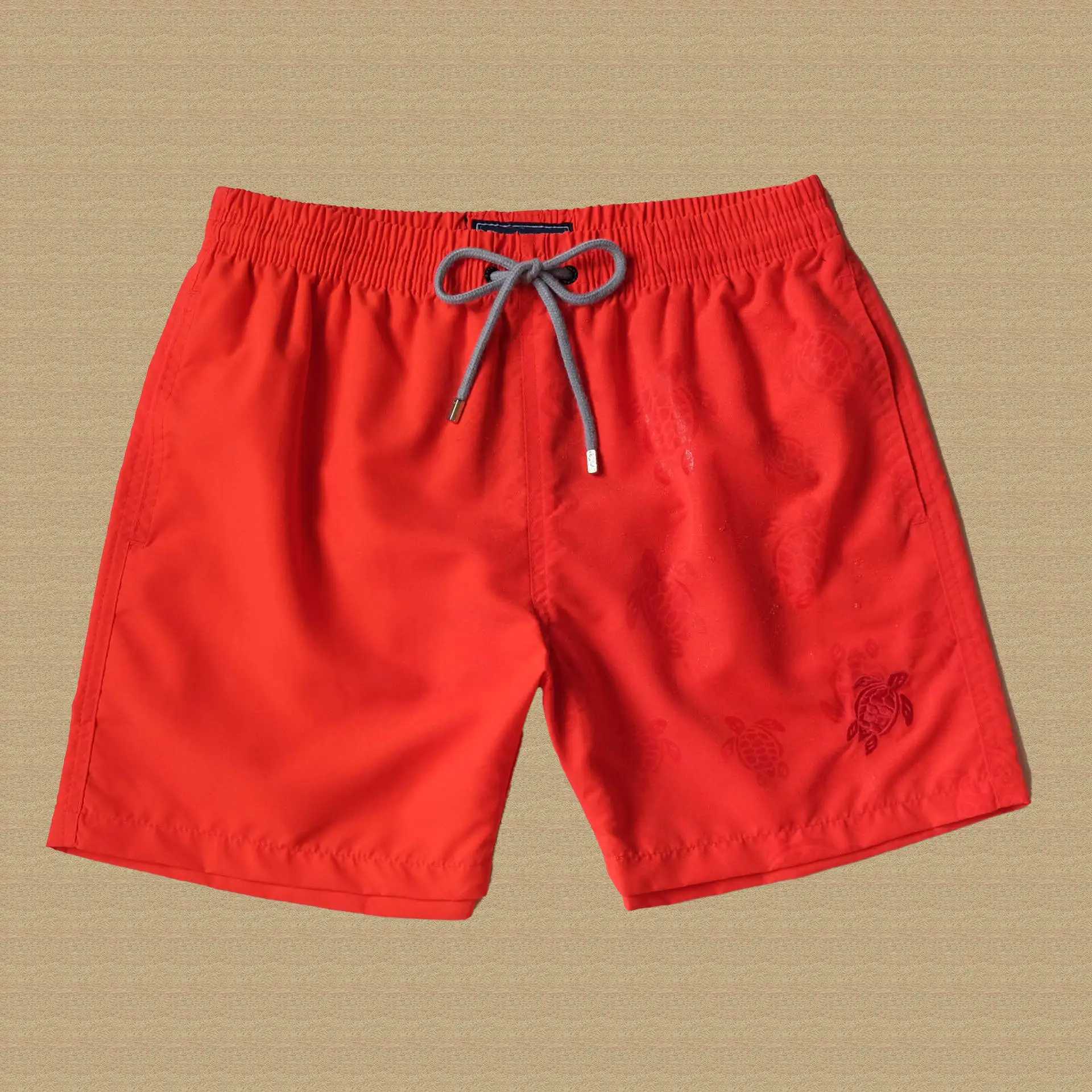 Summer solid color mens swimsuit beach shorts pocket sports casual Bermuda sportswear turtle brand mens shorts W241228