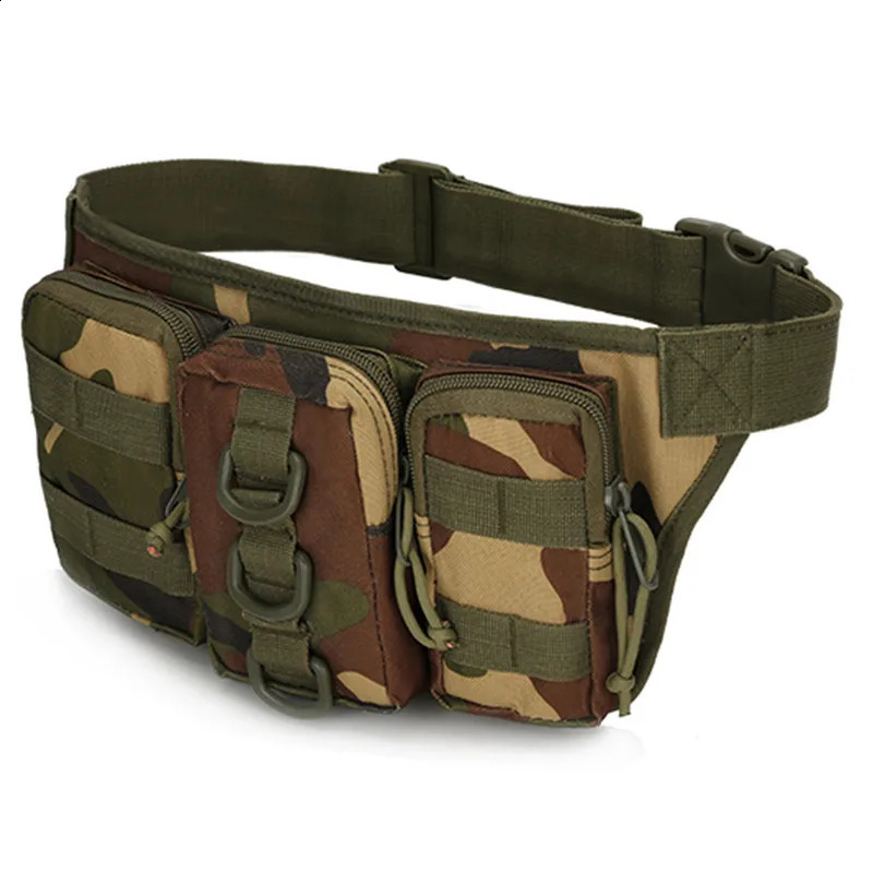 Waist Bag Camouflage Hunting Pack Multi-function Nylon Outdoor Sports Storage Pockets Convenient Molle Triple Bags 241228