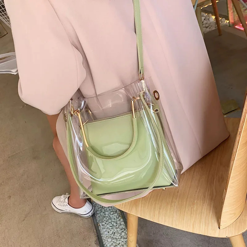 Fashion Transparent Women Shoulder Bag Jelly Candy Summer Beach Handbag for female Messenger Bags Bolsa bucket bag 241223