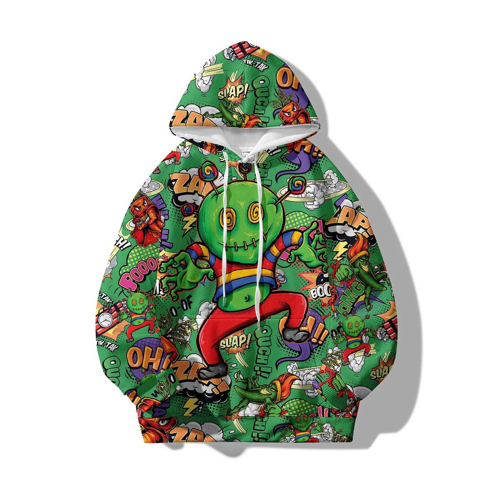 The new spring hoodie is fashionable and versatile featuring 3D digital printed cartoon patterns suitable for both young and old people X241228