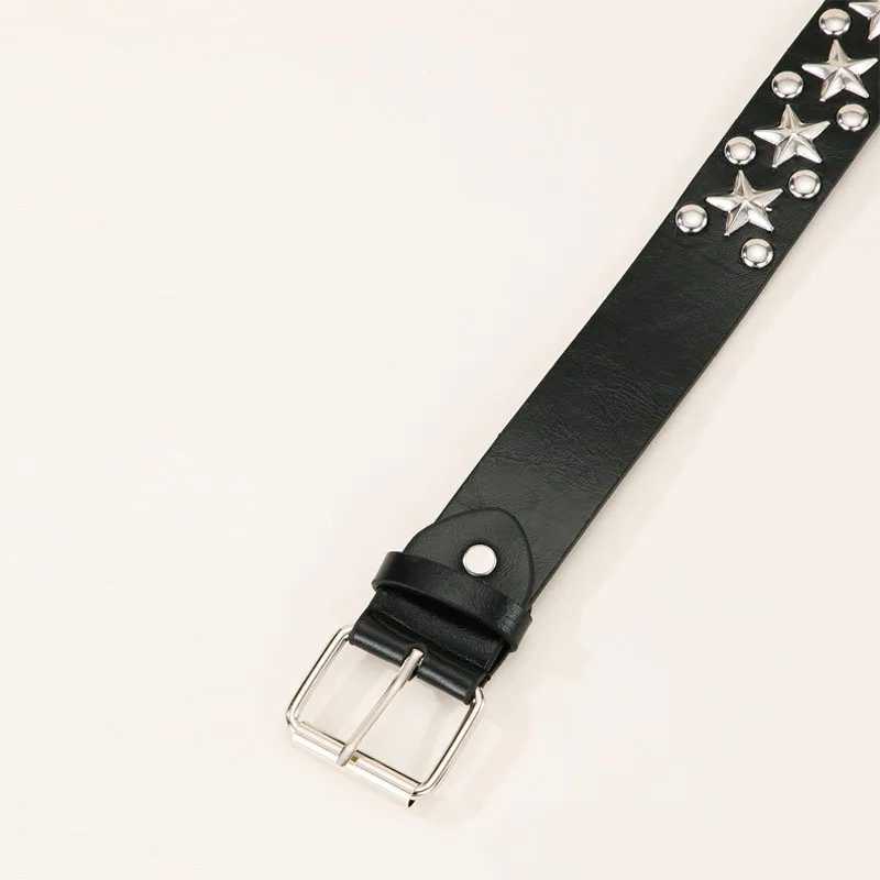 1 piece of womens black cool Grunge style stud punk star strap Y2k dark pentagonal leather strap used for jeans/skirt accessories W241228