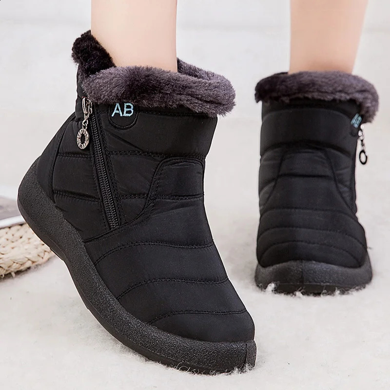 Womens Boots Winter Fur Shoes For Women Ankle Snow Super Warm Low Heels Botas Mujer Footwear 241223