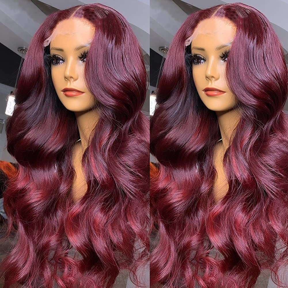 Wig For Ladies, 13 * 4 Front Lace Synthetic Headband, Wine Red Medium Split Long Curly Hair Wig Kq2 Kq2