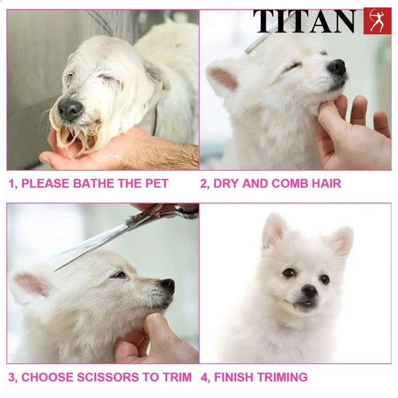 TITAN 7075 inch Professional Pet Grooming Shears Fishbone Teeth StraightCurved Chunker Scissors Dog Beauty Scissors 241224