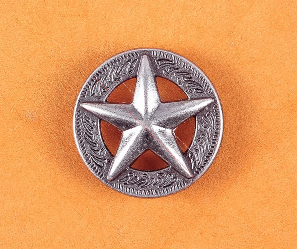 lot 10PCS WESTERN AMERICA TEXAS RAISED STAR ANTIQUE SILVER LEATHERCRAFT CONCHOS for LEATHER 241227