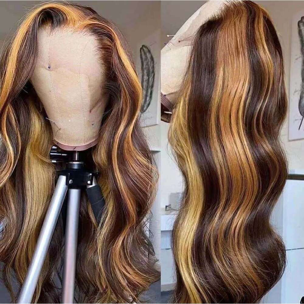 Wig, Women's Front Lace Synthetic Headband, Brown Mixed Color, Medium Length Curly Hair Kq2 Kq2
