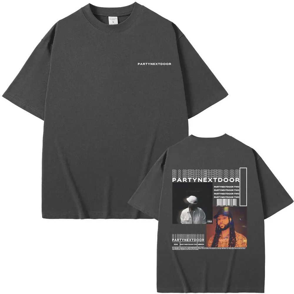 Rapper Partynextdoor Two Album Double Sided Print Tshirt Male Hip Hop Vintage T-shirts Mens Oversized Strtwear X241228