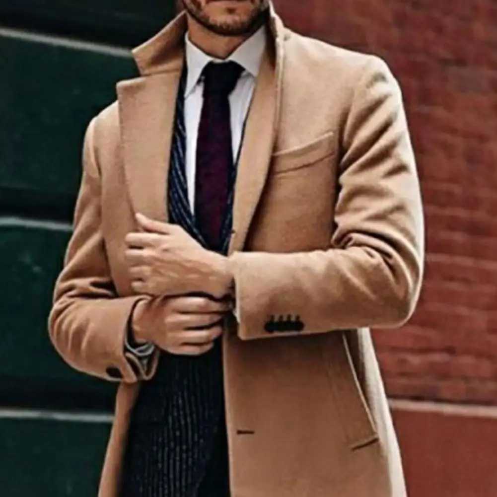 Classic Autumn Winter Long Jacket Men Khaki Trench Coat Single-breasted Turn-down Collar British Style Formal Thermal Men Coat W241228