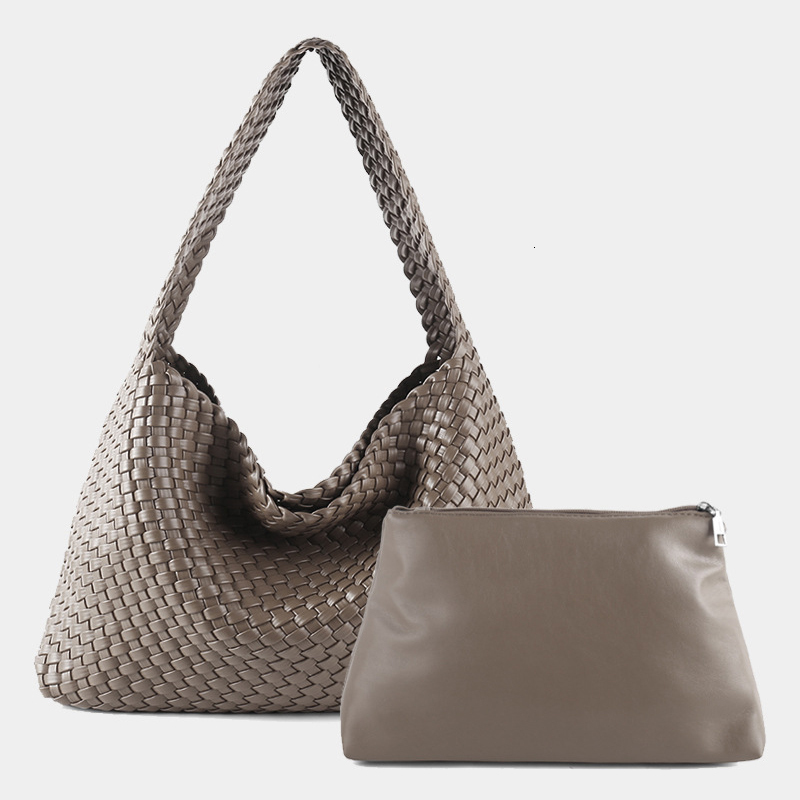 2024 New Vegan Leather Shoulder For Women Woven Soft Handmade Purses And Handbags Large Capacity Top-Handle Hobo Bag