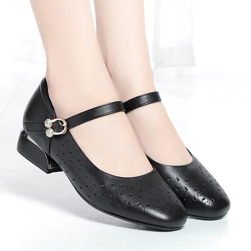 AIYUQI Mary Jane Shoes Women Red Openwork Spring Summer Women Dress Shoes Large Size Fashion Genuine Leather Women's Shoes