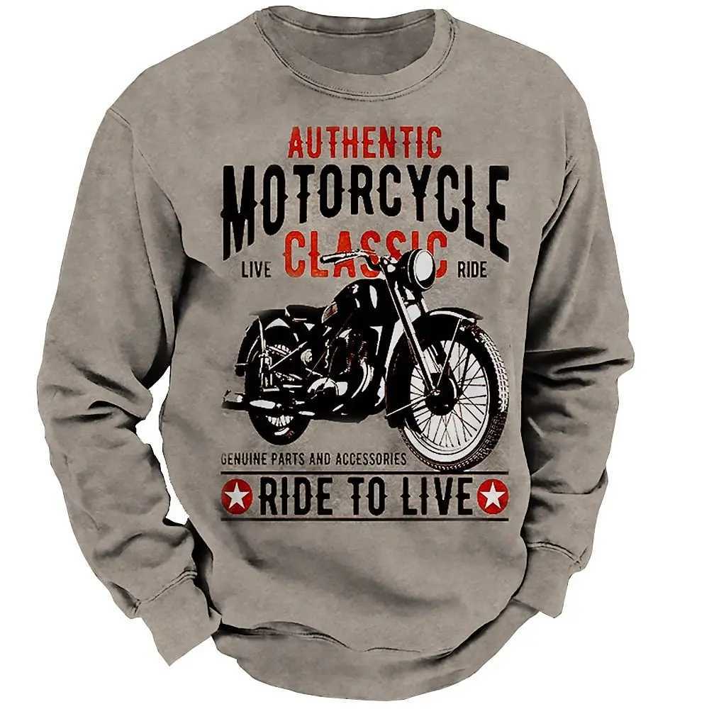 Cotton retro mens sportswear 3D retro motorcycle oversized T-shirt mens clothing racing T-shirt motor Ts long slip top X241228