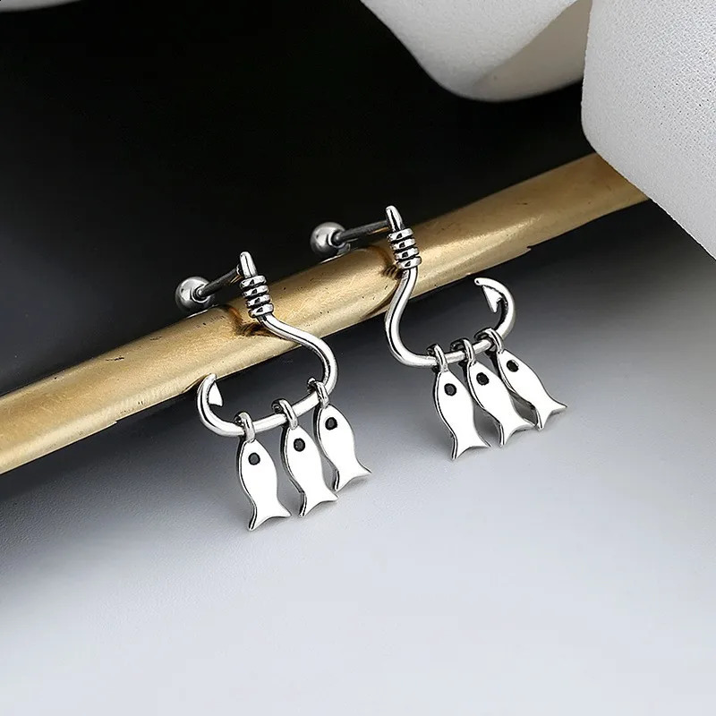 046FR ZFSILVER S925 Silver Korean Fashion Trendy Lovely Creatived Smart Fish Earring Charms Jewelry Girls Women Match-all 241226