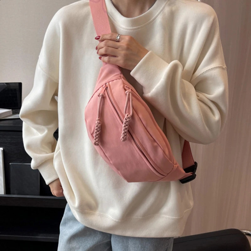 Chest Bag Banana Bag For Women Sling Crossbody Waist Pack Canvas Running Waist Bag Casual Fanny Packs Sport Half Moon Belt Bag 241228