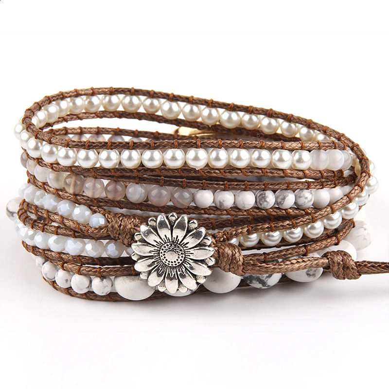 Fashion Bohemian Jewelry Bracelet Mixed Natural Stones Charm Wrap Handma Bracelets Women Festival Gift 241227