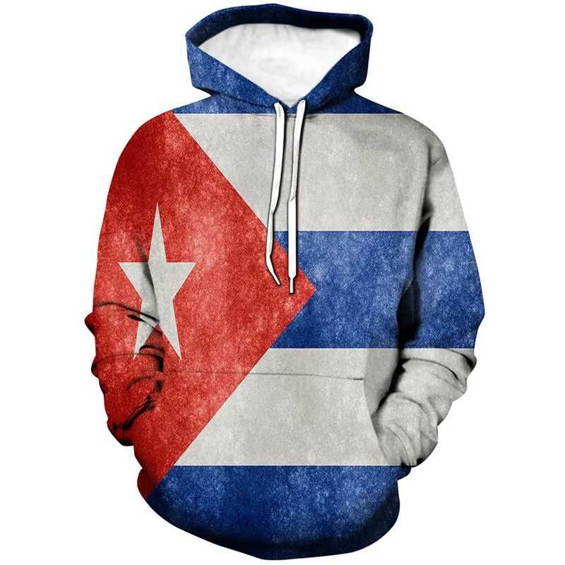 3D Printed Cuba Flag Hoodie For Men New In Long Sleeves Sweatshirts Pullover Tops Fashion Sports Running Oversized Hoodies X241228