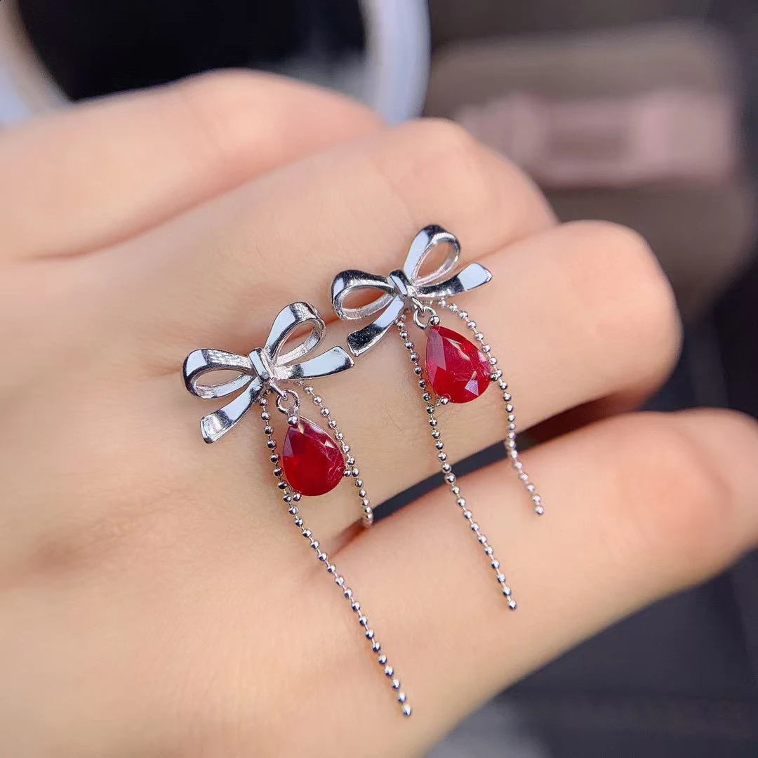 KJJEAXCMY Fine Jewelry Natural Ruby Earrings For Women S925 Pure Silver Exquisite Inlaid High Clarity Gem Support Testing 241226