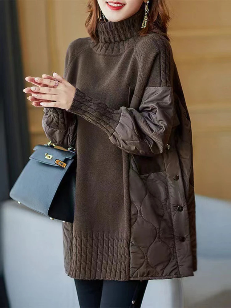 Womens Long Sleeve Turtleneck Sweater Autumn Winter Loose Knitted Sweaters Korean Casual Oversized Ladies Pullover Clothing 241223