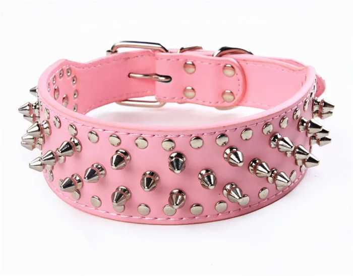 2inch Wide large dog Spiked Studded Leather Dog Collars 5*51-66cm For Medium Large Breeds Pitbull Mastiff Boxer Bully 3 colors M241228