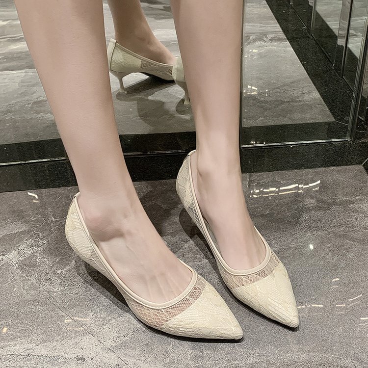 Autumn Summer Ddmywed New Korean Fashion Single Shoes Women S Lace Mesh Shallow Mouth Pointed Thin Elegant Ladies High Heels Chinese Brand F Ddmysatur