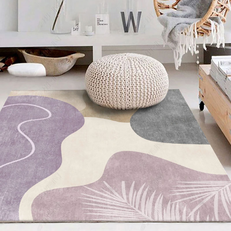 5050-58.9-Simple Rectangular Solid Color Silk Carpet Bedroom Bed Living Room Sofa Blanket