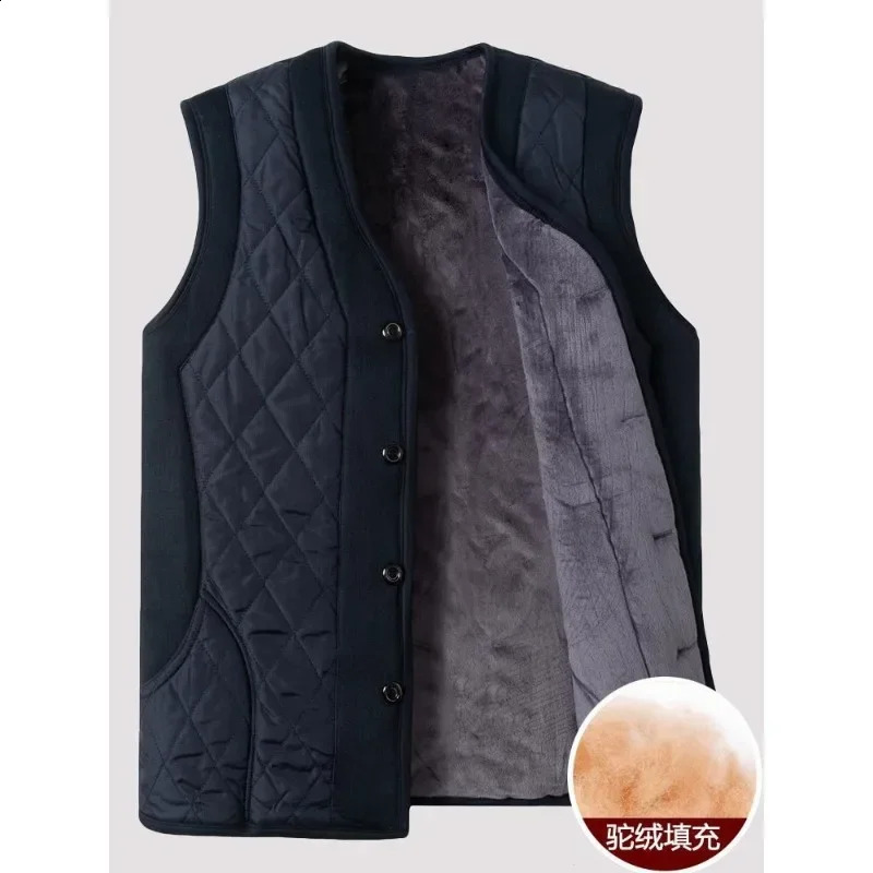 Fleece Warm Vest Coats Men Thick Lightweight Padded Lamb Plus Velvet Sleeveless Jackets Buttons Thermal Fashion 241220