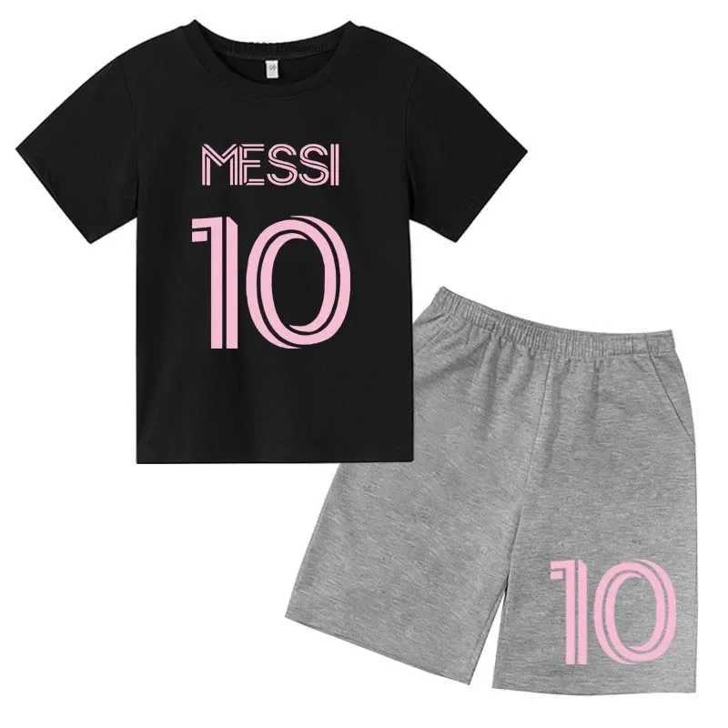 Kids Super Soccer Star No.10 Print 2pcs T-shirts+Pants Sports Suits 3-14 Years Boys Girls Idol Streetwear Children Outfits Sets X241228