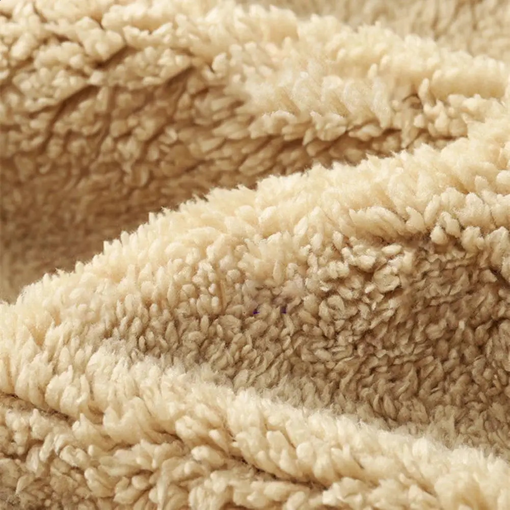 Men Winter Coat Thick Soft Plush Hooded Zip Up Cardigan Sweatshirts Solid Color Drawstring Pockets Casual Jacket Clothes 241223