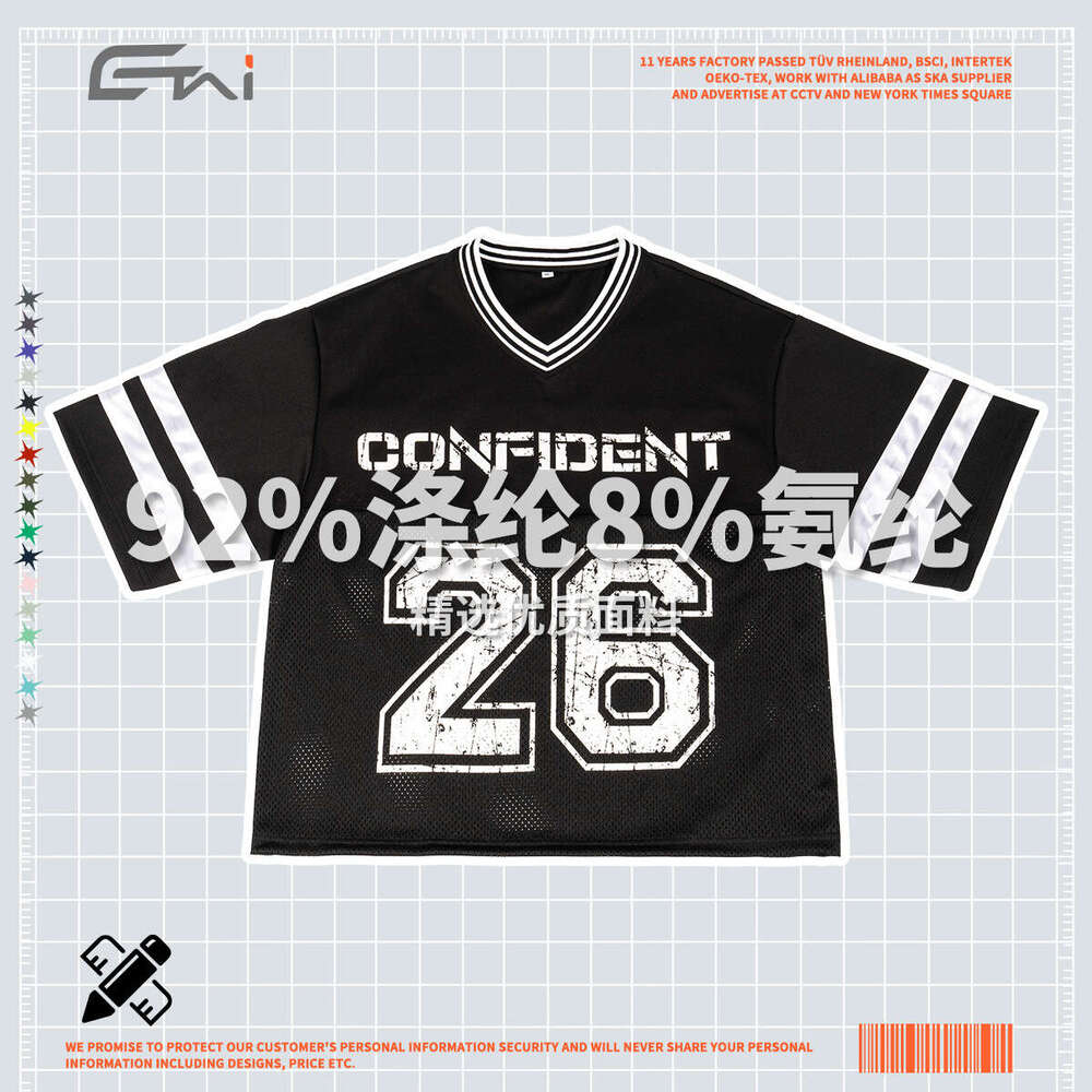 Wear | and Wide American Mesh Shirt T-shirt High Quality Trendy Brand Contrast Short Sleeve Men's T